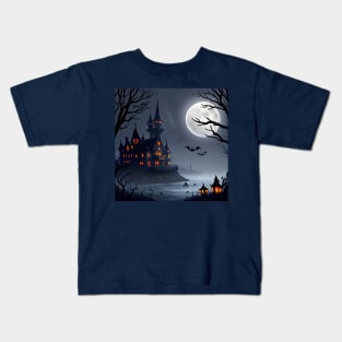 Edge of Darkness - Spooky Waterside House Kids T-Shirt